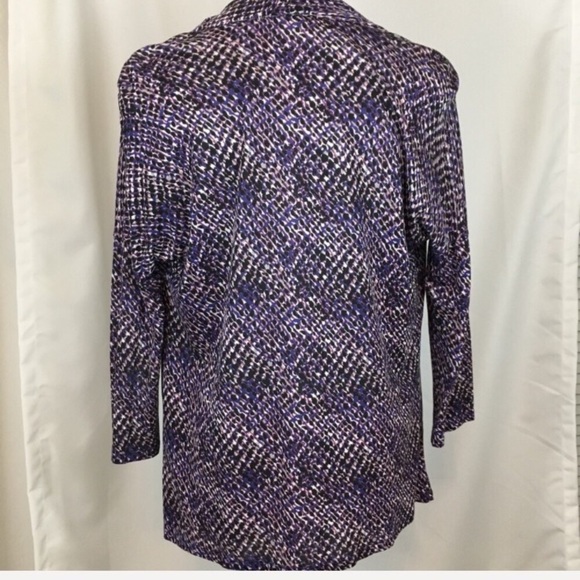 ✨5 FOR $25✨ Soft Joie Ester Purple Patterned Drape Neck Top - Picture 2 of 8